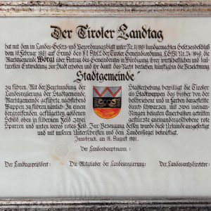 Tiroler Landtags Urkunde