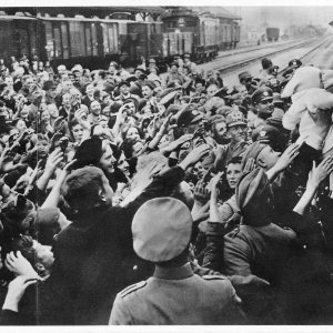 Begrüßung Adolf Hitlers am Wörgler Bahnhof vom 06.04.1938