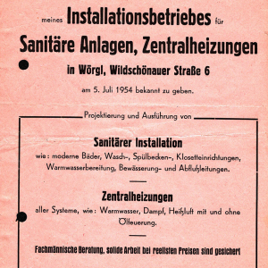 Eröffnung Installationsbetriebes Hermann Coradello