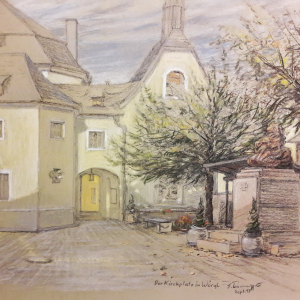 *Der Kirchplatz in Wörgl* 2013, Pastell