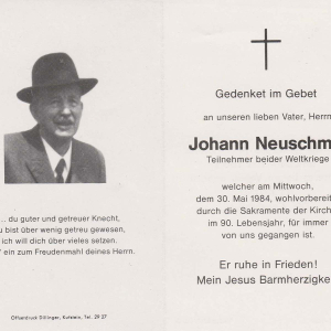 Tanzlhof, Johann Neuschmid, geb. 1895 - gest. 30.05.1984