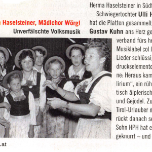 Haselsteinerchor, 2.v.l. Höger Anni, 3.v.l. Krismer Christl, 4.v.l. Barthelt Waltraud, 5.v.l. Gaim Waltraud, 6.v.l. Niedermayer Astrid, 7.v.l. Ploder Claudia, r. Herma Haselsteiner, 2.v.r. hinten Krismer Helga, 3.v.r. hinten Schmid Christl