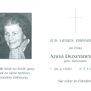 Duxenneuner Anna, geb. Baumann