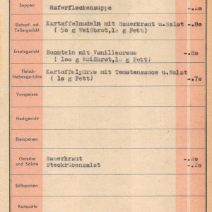 Speisekarte 1945
