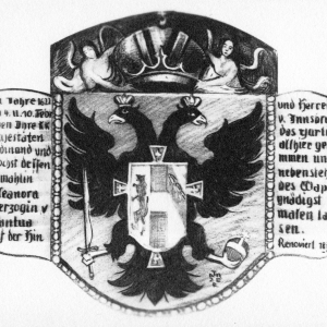 Wappen anläßlich der Einkehr von seiner KK Majestäten Ferdinand und Gemahlin Eleanora