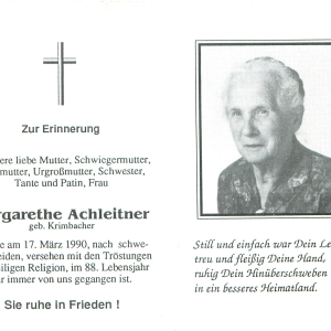 Achleitner Margarethe geb. Krimbacher