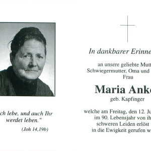 Anker Maria geb. Kapfinger