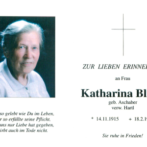 Bliem Katharina geb. Aschaber, verw. Hartl