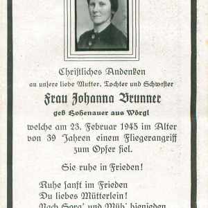 Brunner Johanna geb. Hohenauer