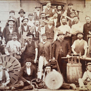 Arbeiterschaft der Cellulosefabrik um 1890
