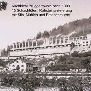 1895 Egger Lühti Fabrik: in der 1886 erbauten Zementfabrik Bruggermühl beim Anzenstein standen 15 Schachtöfen, in denen getrennt Roman- und Portlandzement erzeugt werden konnte,