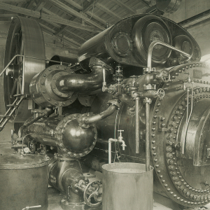 Das Lokomobil 1908 mit einer Dampfenergieleistung von 190 Kilowatt
