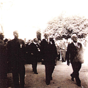 BM KR. Martin Pichler und Staatspräsident Theodor Körner bei der Stadt - Erhebungs - Feier vom 17. - 19. August 1951