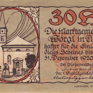 Notgeld Wörgl, 30 Heller von BGM Josef Loinger, 1920