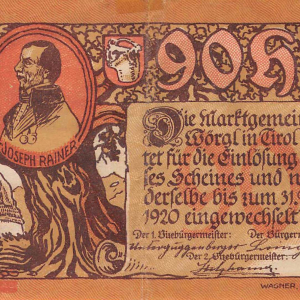 Notgeld Wörgl, 90 Heller von BGM Josef Loinger, 1920