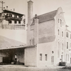An der Stelle des Komma und City Center Wörgl war die Genossenschafts Brauerei, das kleine Foto zeigt das Kanzleigebäude