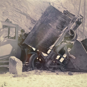 Verkehrsunfall Lastauto gegen Klinkerzug an der Salzburger Reichsstraße vor dem Anzensteinbruch am 11.02.1930 um 09:00 Uhr