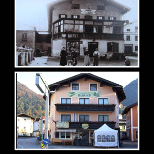 Innsbrucker Straße 6, 8, 10, ca. 1911 Garten von Franz Danek, Gasthof u. Kramer Neuner, Beginn der Wildschönauer Straße, Schmiede Krimbacher