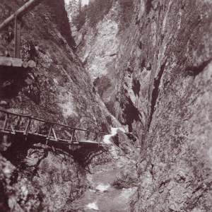 Im Zuge des Freigeld-Bauprogramms wurde ein 1,2 KM langer Trittsteig in die Aubachschlucht angelegt