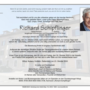 Richard Schipflinger 1940 -2020
