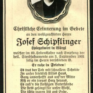 Josef Schipflinger 1862 - 1931